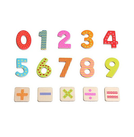 magnetische cijfers &amp; rekentekens junior hout 60 stuks