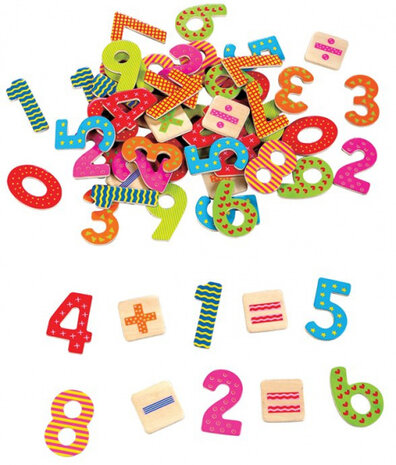 magnetische cijfers &amp; rekentekens junior hout 60 stuks