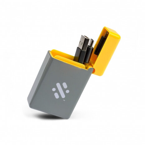 oplaadkabel intrekbaar 3-in-1 6,3 cm geel