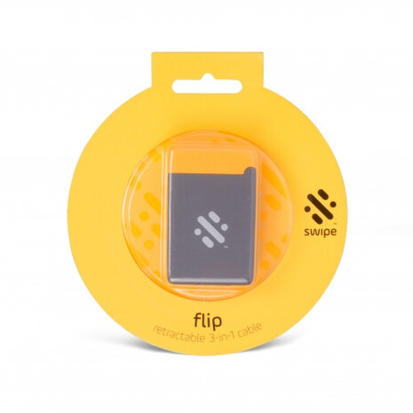 oplaadkabel intrekbaar 3-in-1 6,3 cm geel