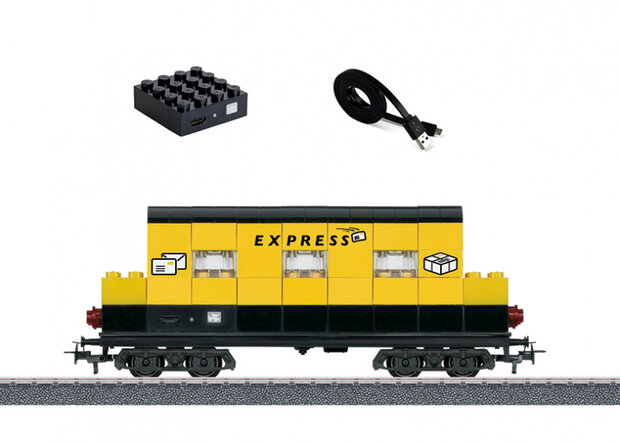 postwagon Start Up bouwsteentreinen 16 cm H0 geel