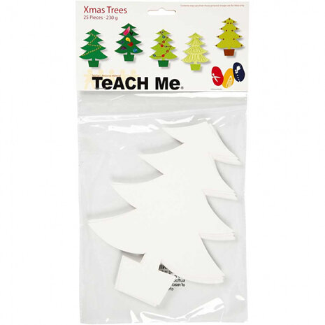 kerstbomen TeACH Me 21,5 cm karton wit 25 stuks