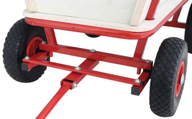 bolderwagen 95 x 61 cm hout/staal bruin/rood