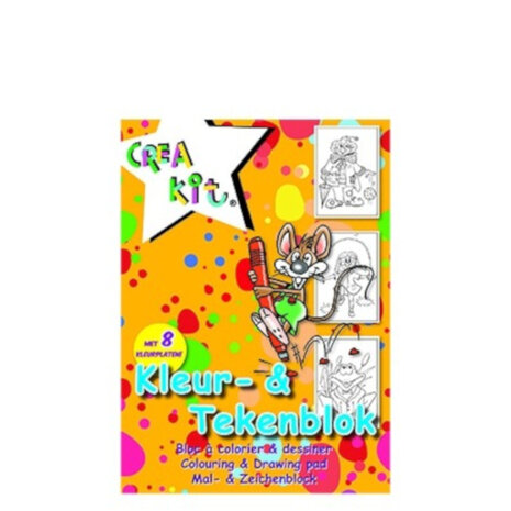 kleur- &amp; tekenblok junior A5 24 vellen 8 kleurplaten
