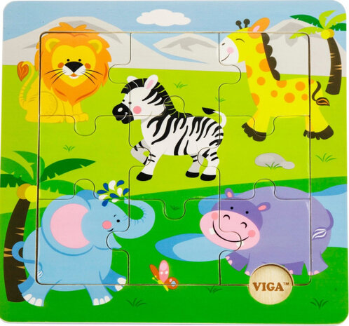 legpuzzel Wilde Dieren junior hout 9 stukjes