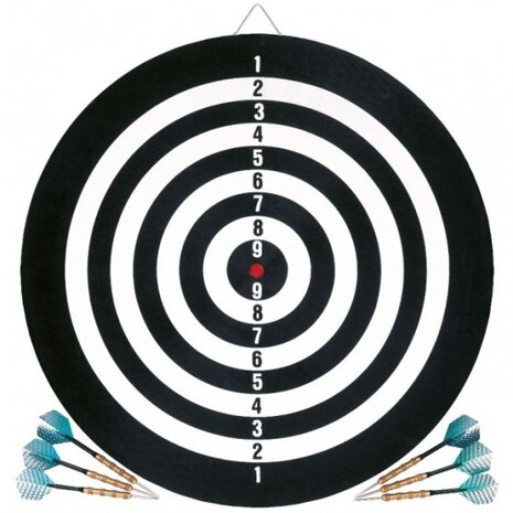 dartbord dubbelzijdig met 6 steeltip dartpijlen