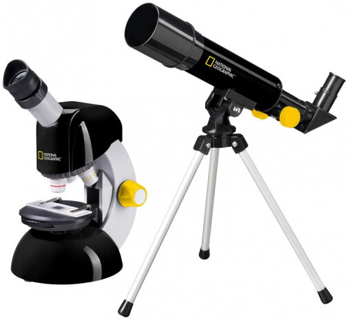 telescoop- en microscoopset zwart/geel