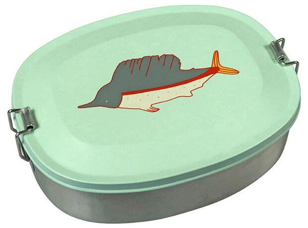 broodtrommel Swordfish 19 x 14 x 5,8 cm RVS groen/zilver