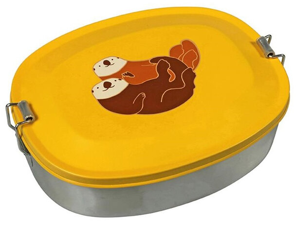 broodtrommel Sea Otter 19 x 14 x 5,8 cm RVS geel/zilver