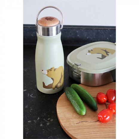 drinkbeker Brown Bear 300 ml RVS groen/zilver