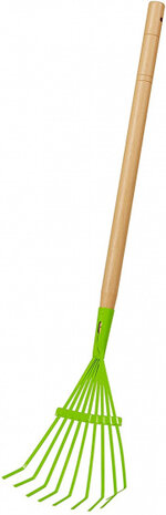 bladhark 9 tanden junior hout/staal naturel/groen
