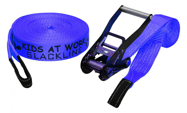 slackline 17,5 meter polyester blauw