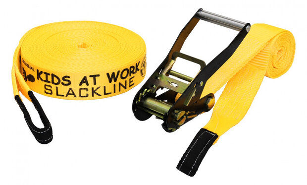 slackline 17,5 meter polyester geel