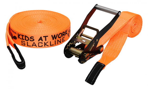 slackline 17,5 meter polyester oranje