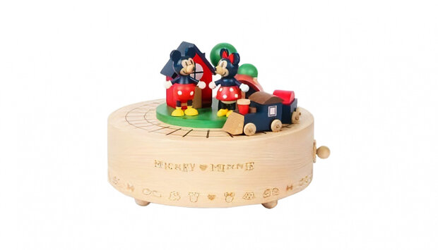 muziekdoos Mickey en Minnie Wooderful Life 14 cm hout