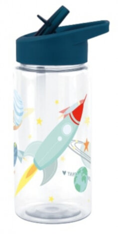 drinkfles Space jongens 450 ml polyetheen blauw