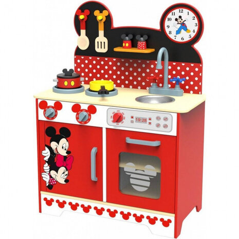 speelgoedkeuken Mickey Mouse 83 cm hout rood/zwart