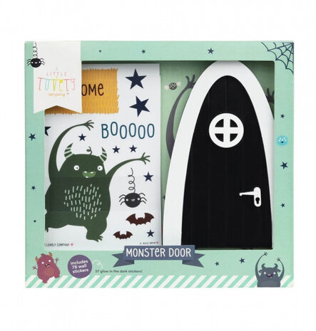 monsterdeur junior 15 cm hout zwart/wit