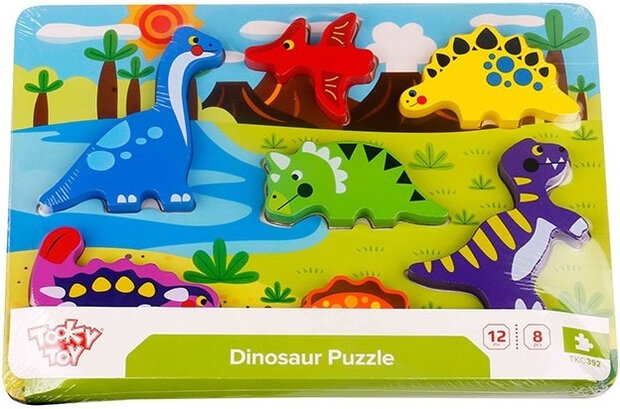 vormenpuzzel Dinosaurus junior hout 7 stukjes