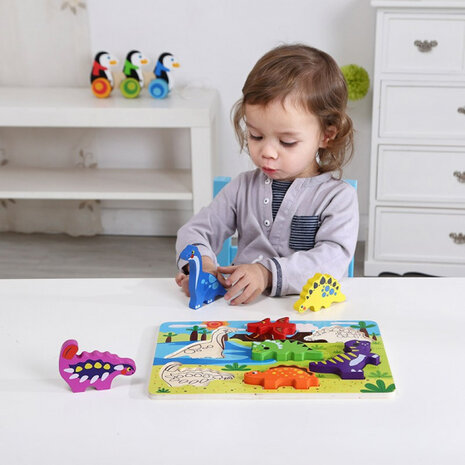 vormenpuzzel Dinosaurus junior hout 7 stukjes