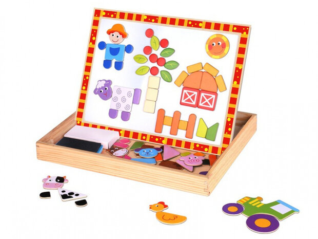 magneetpuzzel junior 29,5 x 22 cm hout oranje/wit