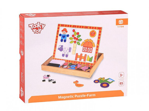 magneetpuzzel junior 29,5 x 22 cm hout oranje/wit