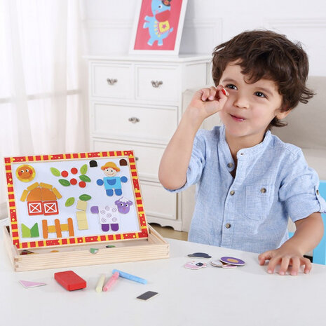 magneetpuzzel junior 29,5 x 22 cm hout oranje/wit