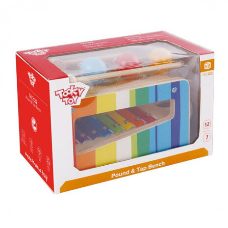xylofoon regenboog 29 x 14 x 20,5 cm hout 6-delig