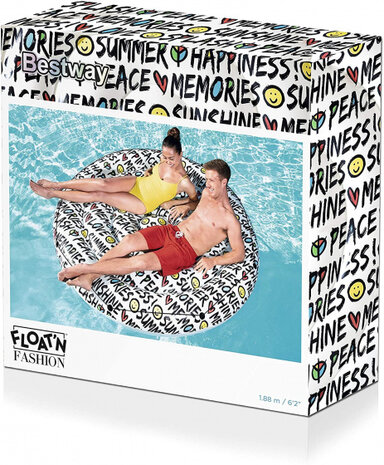 luchtbed Summer Quotes 188 cm PVC wit/zwart