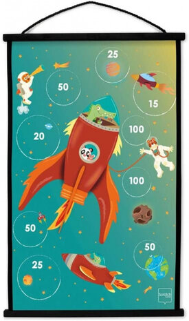 dartspel Space jongens 38 x 60 cm blauw/oranje 8-delig