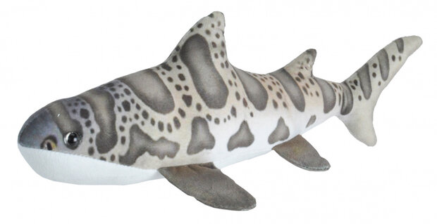 knuffel luipaardhaai junior 30 cm pluche grijs/wit