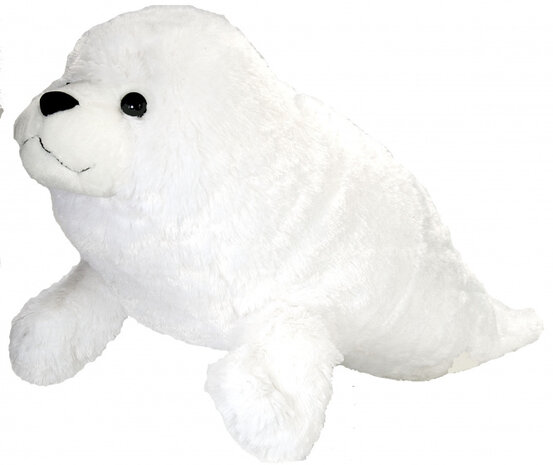 knuffel zeehond junior 76 cm pluche wit