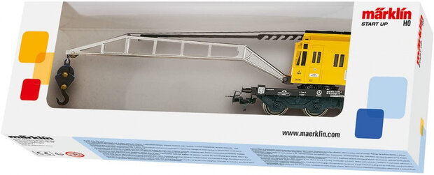 kraanwagen Start Up 8,3 x 3,5 cm geel/zwart