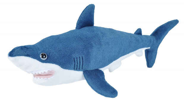 knuffel haai junior 38 cm pluche blauw/wit