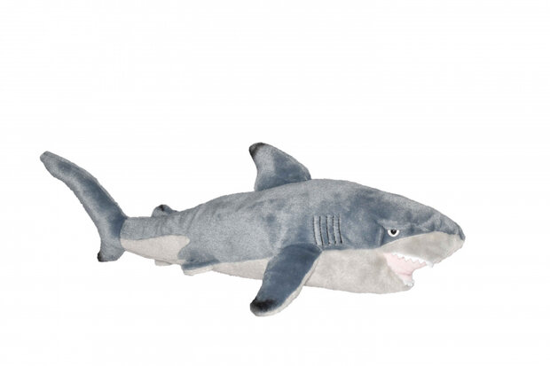 knuffel haai junior 38 cm pluche grijs/zwart/wit