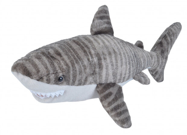 knuffel tijgerhaai junior 38 cm pluche grijs/wit