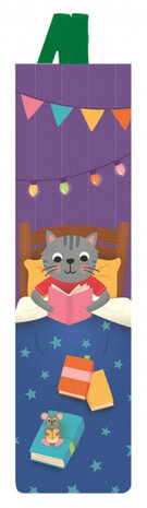 boekenlegger Kat junior 17,5 cm papier paars/blauw