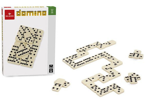 dominospel junior 2,4 x 4,9 cm wit/zwart 28 stuks