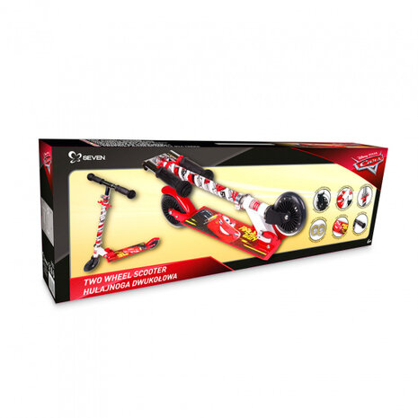 2-wiel kinderstep Cars jongens aluminium rood/zwart