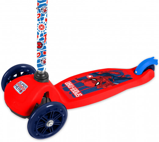 3-wiel kinderstep Spider-Man jongens aluminium rood