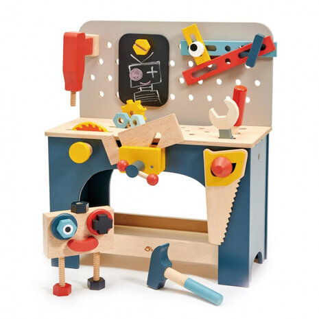 werkbank junior 49 cm hout blauw/lichtbruin