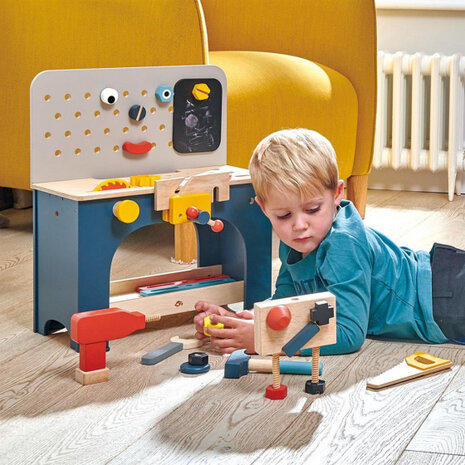 werkbank junior 49 cm hout blauw/lichtbruin