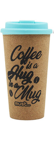 drinkbeker meisjes/dames 480 ml kurk/rubber blauw/bruin