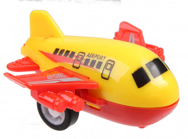 vliegtuig B-757 jongens 5 cm pull-back geel/rood