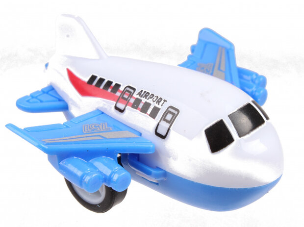 vliegtuig B-757 jongens 5 cm pull-back wit/blauw