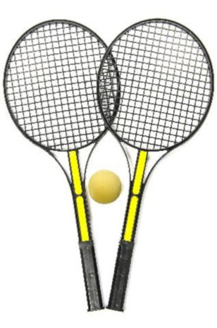 tennisset 21 x 52 cm zwart/geel 3-delig