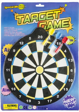 magnetisch dartspel junior 25 cm zwart/wit 4-delig