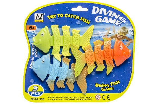 opduikvissen 11 cm groen/oranje/blauw 3-delig
