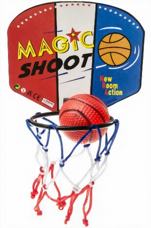 basketbalset 13,5 x 9 cm rood/wit/blauw 2-delig