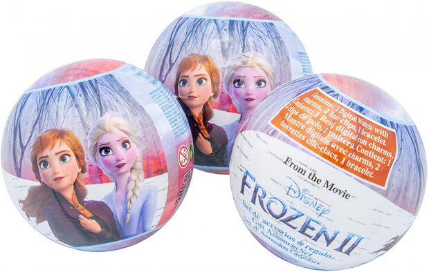 surprisebal Frozen II meisjes 7 cm blauw 3-delig